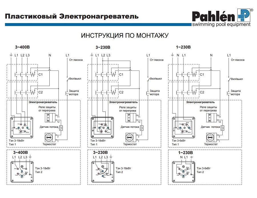 Пластиковый электронагреватель Pahlen 6 кВт с датчиком потока