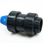 Обратный клапан ПВХ с корзиной и накидными гайками Plimat - 63 мм