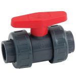 Кран шаровый ПВХ с накидными гайками (PTFE) CH - 20 мм