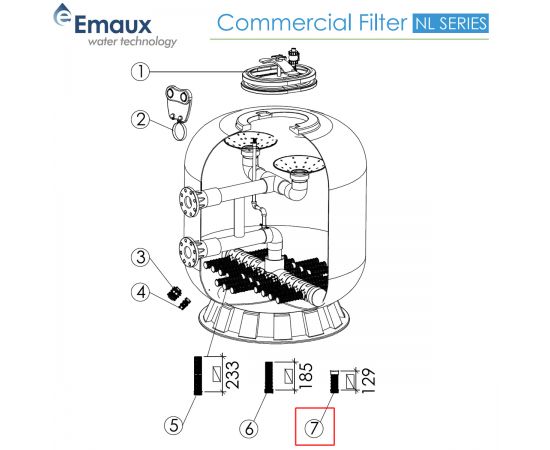 ​​Сепаратор (дюза) фільтра Emaux NL0117200 129mm​ - схема