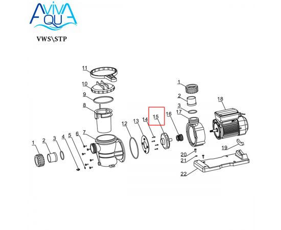 Крыльчатка насоса Aquaviva VWS/STP 120T (TDA120T IMPELLER №15) - схема