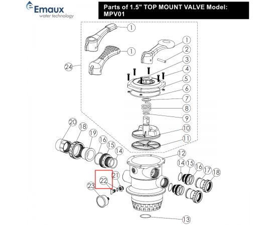 ​Дренажна заглушка Emaux MPV01 (89021307) - схема