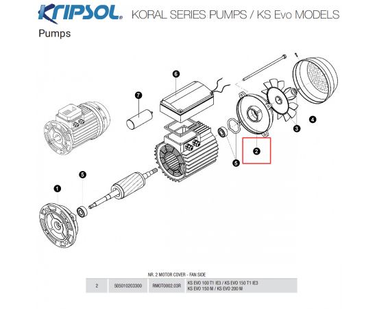 Кришка двигуна насоса Kripsol Koral KS Evo MEC 80/M3 (505010203300) - схема