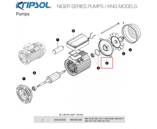 ​​Крышка двигателя насоса Kripsol KNG MEC 71/M3 505010202300 - схема