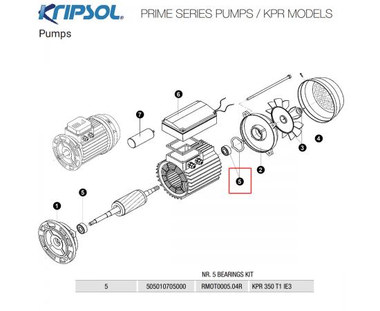 ​Підшипник двигуна насоса Kripsol KRP (RMOT0005.04R/505010705000) - схема