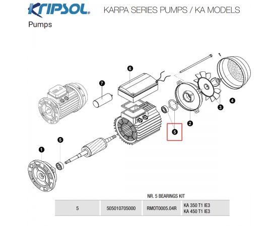 ​Підшипник двигуна насоса Kripsol KA (RMOT0005.04R/505010705000) - схема