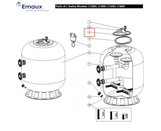 Крышка фильтра Emaux L1200-1800 (01161006) - схема
