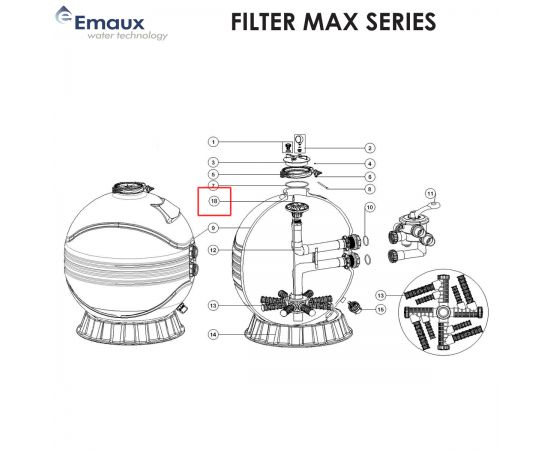 Дифузор фільтра Emaux MFS20 (89012612) - схема