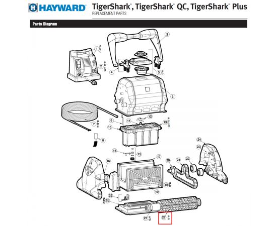 Чистящий валик Hayward TigerShark (RCX26012rubber) - схема