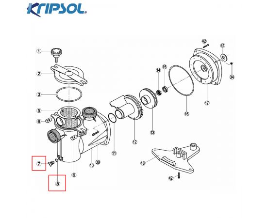 Дренажна заглушка насоса​ Kripsol (RPUM0007.00R / 500100000000) - схема