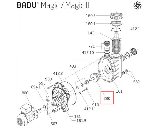 Крыльчатка насоса Badu Magic 4 (292.1623.001) - схема