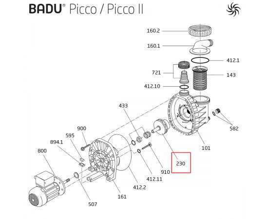 Крыльчатка насоса Badu Picco ІІ (292.1623.001) - схема