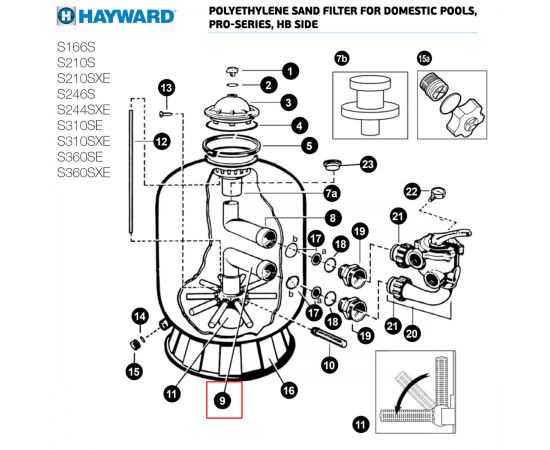 ​Адаптер коллектора фильтра Hayward PRO SIDE (SX0244CD1E) - схема