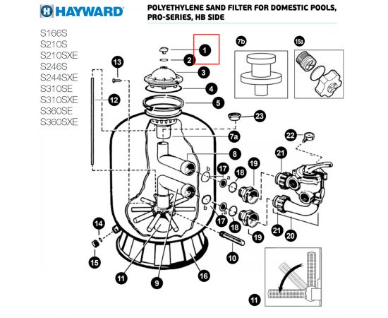 Гайка крышки фильтра Hayward PRO HB SIDE (SX0200G) - схема