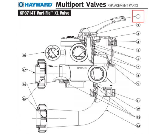 ​Ручка 6-Ходового клапана Hayward Vari-Flo SP0714TE (SPX0710XF)​ - схема 1