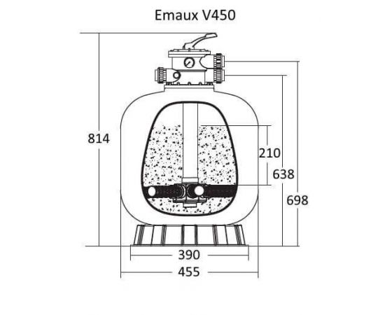 Габаритные размеры фильтра Emaux V450 - 8,1 м³/ч