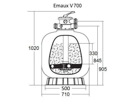 Габаритные размеры фильтра Emaux V700 - 19,5 м³/ч