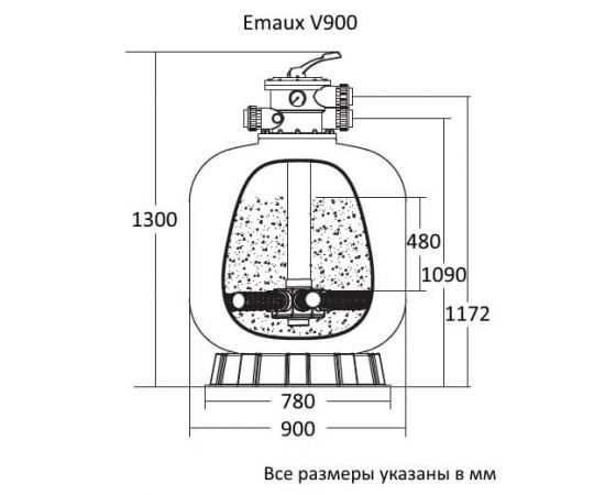 Габаритные размеры фильтра Emaux V900 - 31,2 м³/ч
