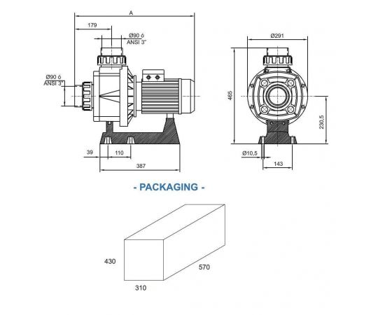 Насос Kripsol Karpa KA250 T1.B - размеры упаковки