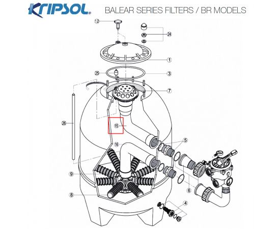 ​Адаптер коллектора фильтра Kripsol Balear BR RRFI0015.04R/500204107100 - схема