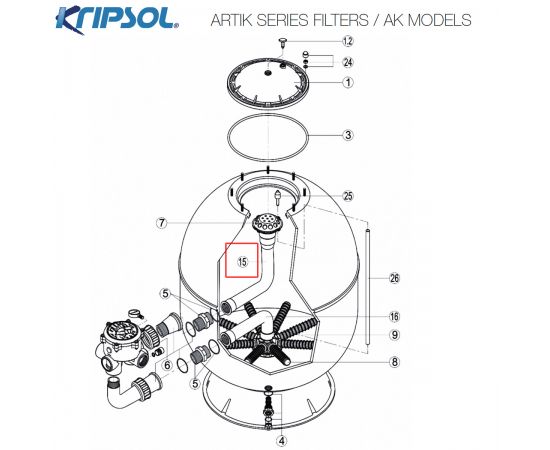 Адаптер колектора фільтра​ Kripsol Artik AK​ RRFI0015.04R/500204107100​​​​ - схема