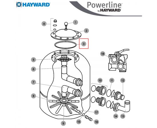 Ущільнювальне кільце кришки фільтра Hayward Polyester (NCX12005) - схема 2