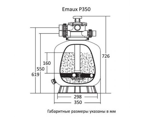 Габаритные размеры песочного фильтра Emaux P350 - 4,32 м³/ч