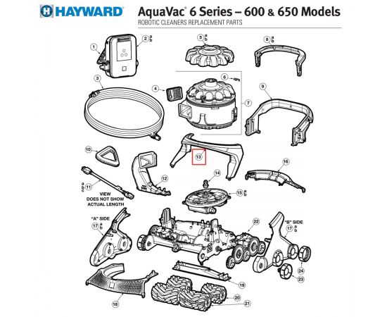 Ручка робота-пылесоса Hayward AquaVac 600/650 (RCX361331782237)​ - схема