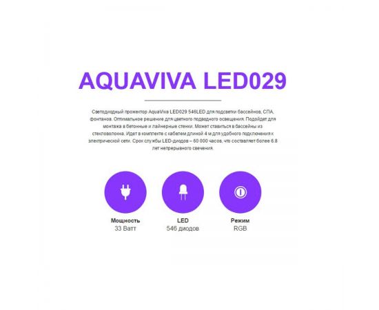 Особенности прожектора Aquaviva LED029