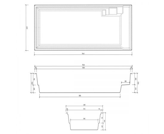 Размеры Compass Pools XL-Lounger
