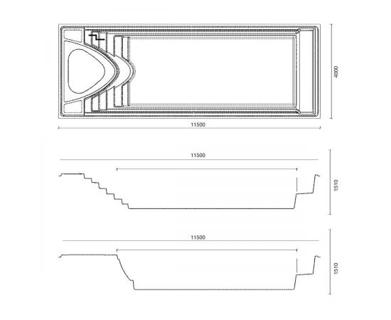 Размер Compass Pools Yacht Pool 115