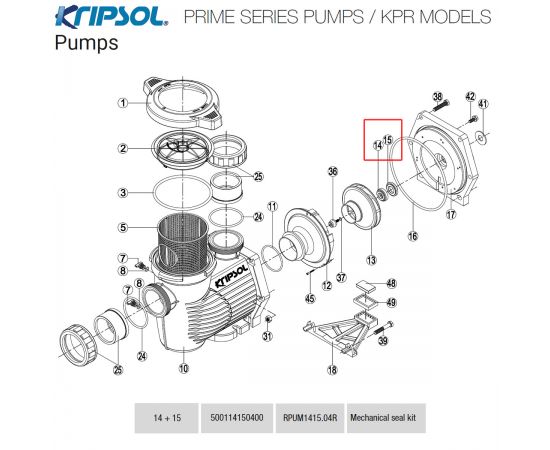​Сальник насоса Kripsol KPR RPUM1415.04R/500114150400 - схема