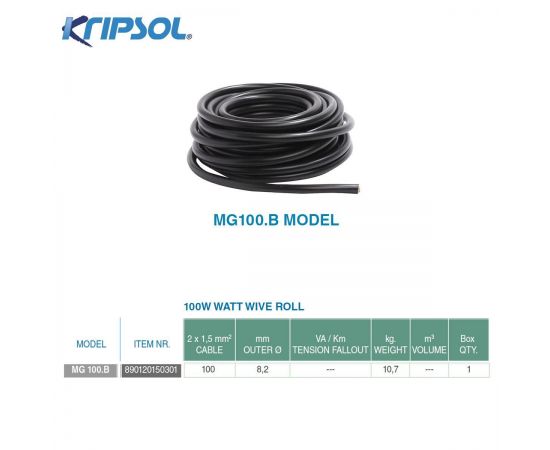 Характеристики кабеля для прожектора Kripsol MG100.B