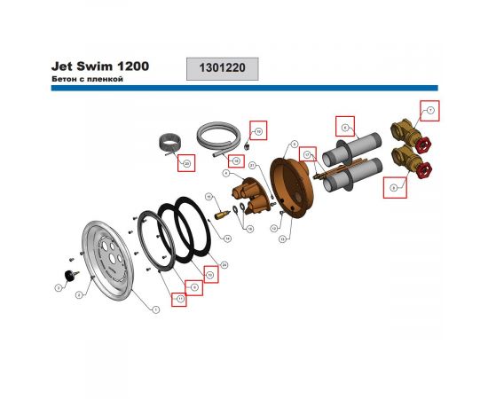 Детали комплекта обвязки на общей схеме строения противотока Pahlen Jet Swim 1200