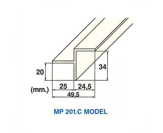 Технические размеры направляющей переливного желоба Kripsol MP201.C