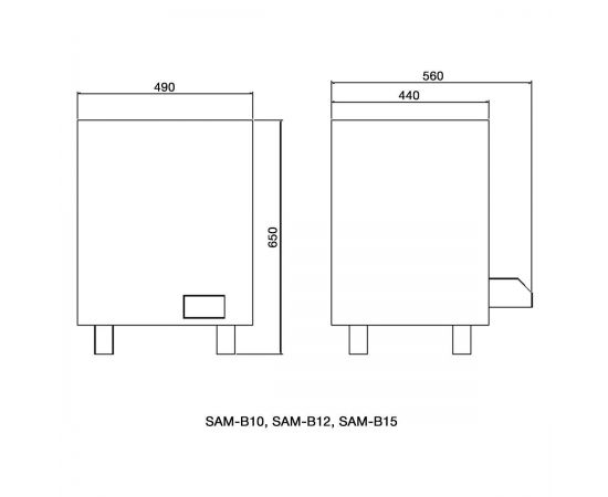 Электрокаменка для сауны Amazon SAM-B15 - размеры