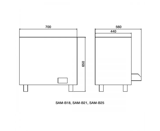 Электрокаменка для сауны Amazon SAM-B25 - размеры