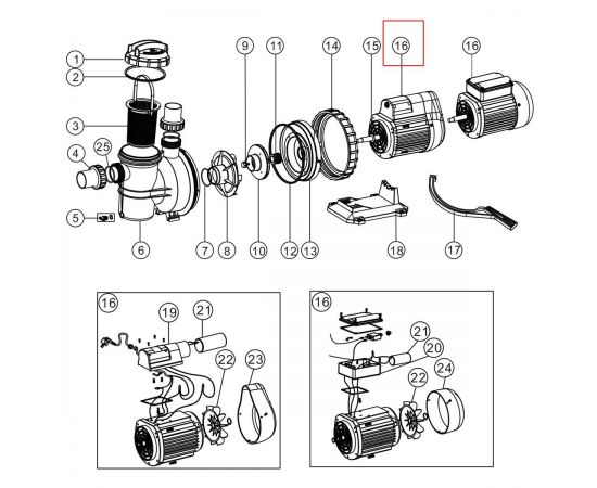 Двигатель насоса Emaux SC075 (89021706) - схема