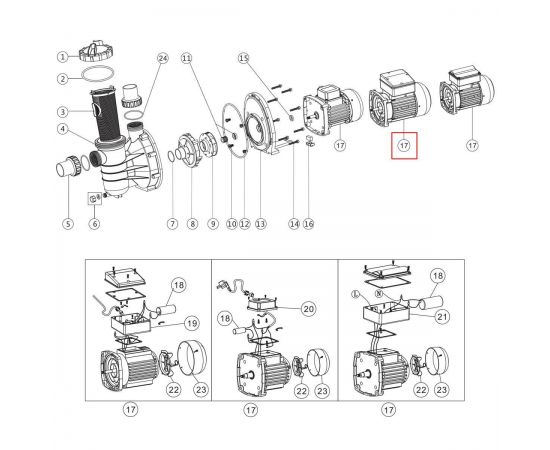 Двигатель насоса Emaux SS050 (89022105) - схема