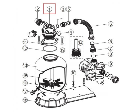 ​4-ходовой клапан Emaux FSP MPV05/88281205B - схема