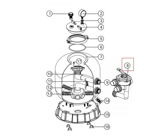 ​​6-ходовой клапан Emaux MPV03/88280811B - схема