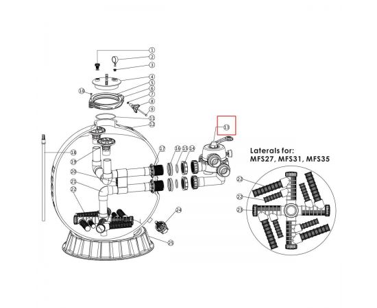 ​​6-ходовой клапан Emaux MPV04/88280812B - схема
