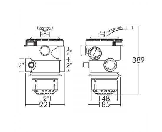 ​Шестипозиционный клапан Emaux MPV08/88281551B - размеры