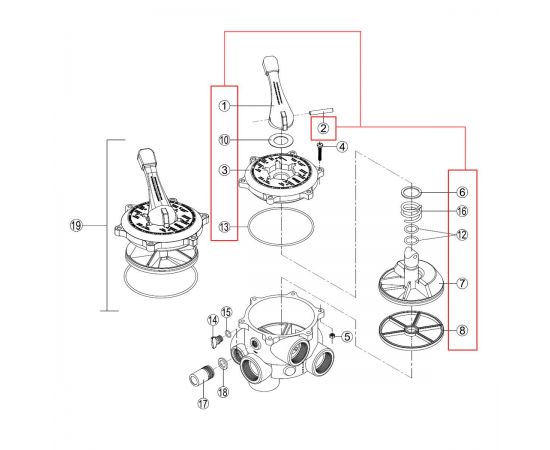 ​Исполнительный механизм 6-ходового крана Kripsol RVS019.A - схема