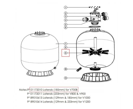 ​Сепаратор фильтра Emaux V700B (01172010) - схема