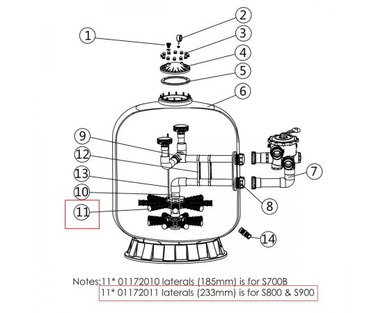 ​Сепаратор фильтра Emaux S800/S900 - схема