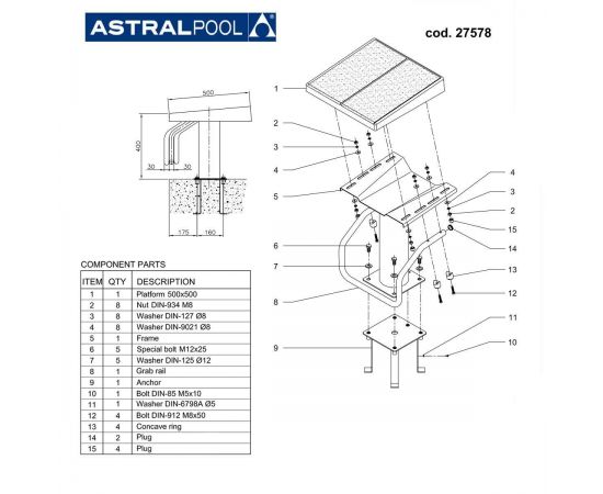 Стартовая тумба AstralPool 27578 - схема