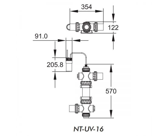 УФ-лампа Emaux Nano Tech UV-C NT-UV16 - размеры