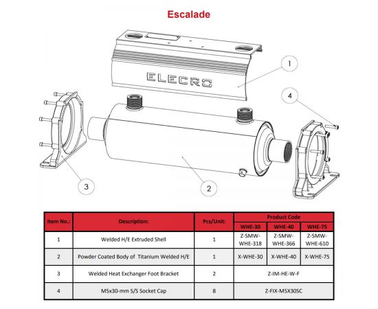 Теплообменник Elecro Escalade WHE-40 - комплектация
