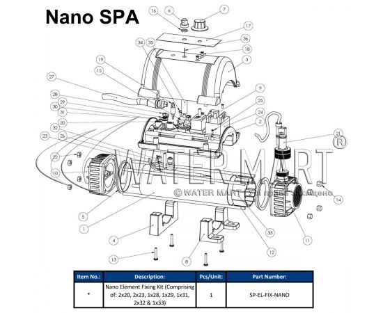 ​Комплект креплений Elecro Nano Spa SP-EL-FIX - схема